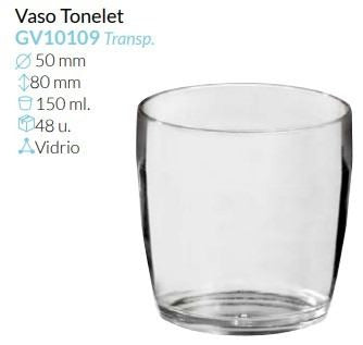 Tonnelet Vidrio Ø 50 Alto 80 Mm 150 Ml Caja 48 Unid