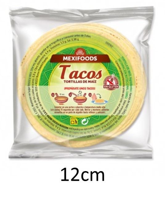 Tortilla Maiz Amarillo 12 cm - SPK - Mexifoods caja 18 * 18 unidades