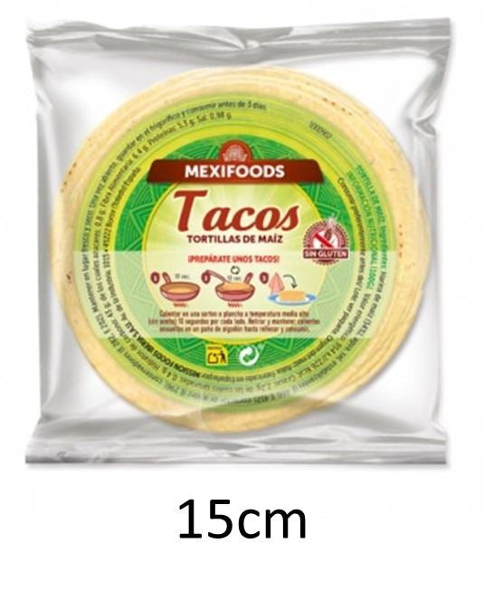 Tortilla Maíz Amarillo 15 cm - SPK  - Mexifoods caja 18 * 22 unidades