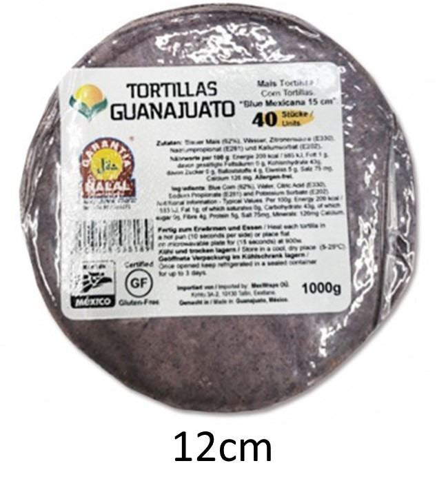 Tortilla Maiz Azul "Mex Wraps" 12 cm - Guanajuato caja 20 * 30 unidades