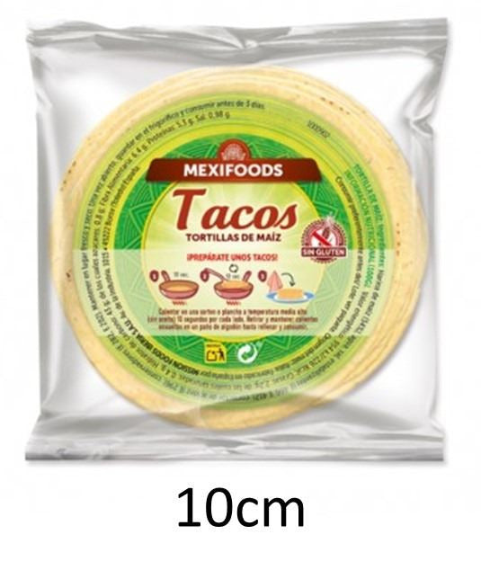 Tortillas Maiz Amarillo 10 cm - Mexifoods caja 7 * 15 unidades