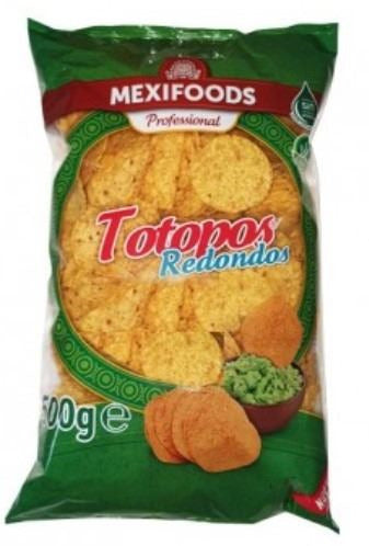 Totopos Fritos Redondos (Girasol) - Mexifoods caja 12 * 500 unidades