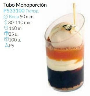 Tubo Monoporción Tte. Boca Ø 50 Alto 80-110 160 Ml Pack 25 Unid