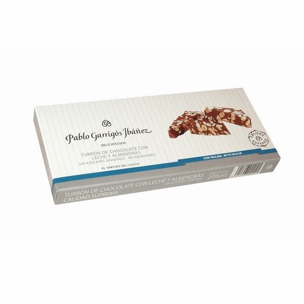 Turrón De Chocolate Con Leche Y Almendras Sin Azúcares Añadidos Delicatessen 200 G