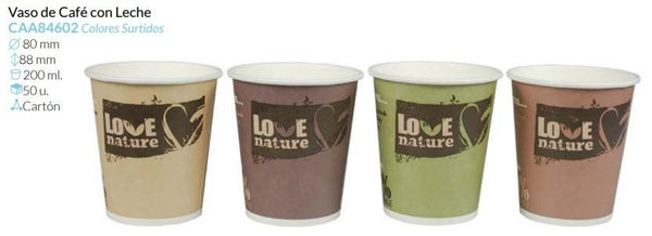 Vaso Café Con Leche Ø 80 Alto 88 Mm 200 Ml Caja 50 Unidades