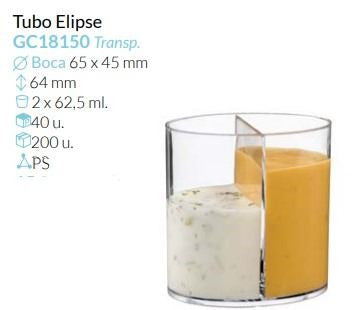 Vaso Elipse 2 Comparti. Tte. 65X45X64 Mm 2X62,5 Ml Pack 40 Unid