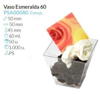 Vaso Esmeralda 50X50X45 Mm. 60 Ml. Pack 50 Unid
