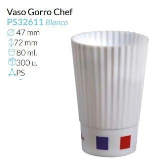 Vaso Gorro De Chef Blanco Ø 47 Alto 72 Mm 80 Ml Caja 300 Unid