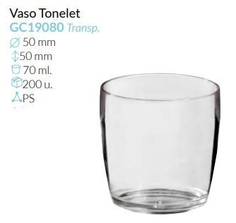 Vaso Tonelet Tte. Ø 50 Alto 50 Mm 70 Ml Caja 200 Unid