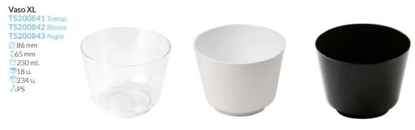 Vaso Xl varios colores. Ø86Xal65 Mm 230 Ml Pack 18 Unid